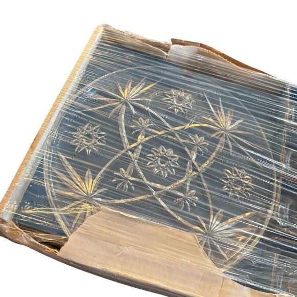 Vtg MCM Plate Tea Cup Set Anchor Hocking Early American Prescut 8 Piece Snack - Picture 12 of 16